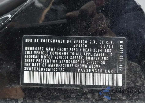 2025 Volkswagen Jetta 1.5T S из США, поврежденный, VIN 3VW5X7BU7SM102127